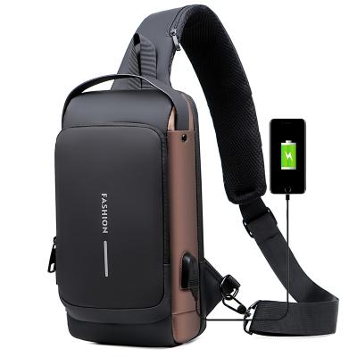 China Daily Use Climbing Custom Wholesale Fashion Anti Theft Leather Chest Bag With USB Charging Waterproof Stylish Lockable Sturdy Cross Body Bag for sale