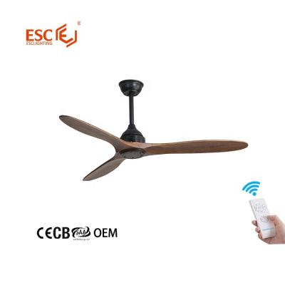 China 52 Inch 3 Light Indoor Home Electric Fan Remote Control Wooden Ceiling Fan No Speed ​​Manufacturers for sale