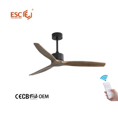 China No Simple Design 3 Light Speed ​​AC Pure Copper Motor 52 Inch Solid Wood Ceiling Fans For Home Ceiling for sale