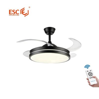 China Modern Energy Saving 5 Speed ​​DC Inverter Motor Retractable Ceiling Fan With Led Light With Remote for sale