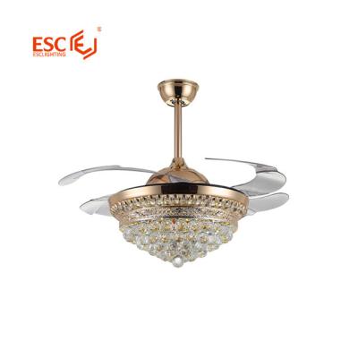 China Modern Luxury Crystal Fan With Lamp 42 Inch 220v Living Room Dining Room Led Ceiling Lamp With Fan for sale