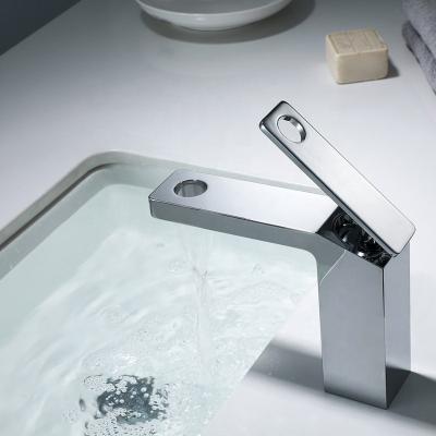 China Metered Faucets New Products Water Economy Chrome Finished Basin Sink Faucet Brass for sale