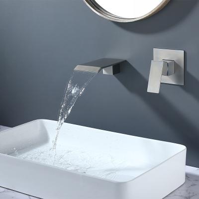 China High Quality Modern Bathroom Faucet Waterfall Faucets Wall Mounted Concealed Hidden Basin Mixer Tap for sale