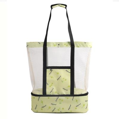 China Custom Fashion Logo Large Canvas Picnic Waterproof Mesh Beach Bag With Cooler for sale