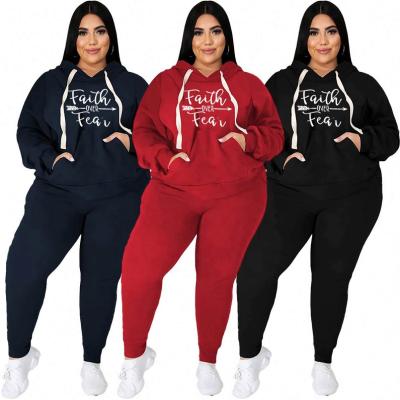 China 2021 Plus Size Women's Anti-Static Clothing Two Piece Set Ladies Sportswear 2 Pieces Set Women Sweatpants And Hoodie Set for sale