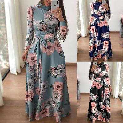 China Wholesale Anti-Static Sleeve Formal Elegant Short V-Neck Women Floral Midi Dresses for sale