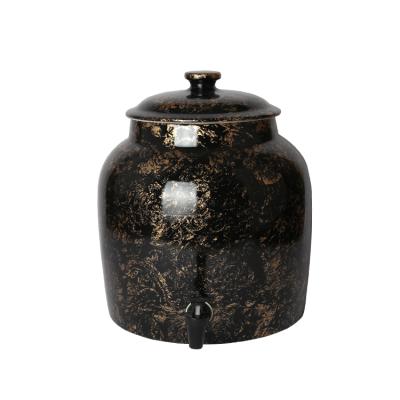 China Hotel Ware Luxury Black And Gold Porcelain Hot Cold Water Dispenser With Lid for sale