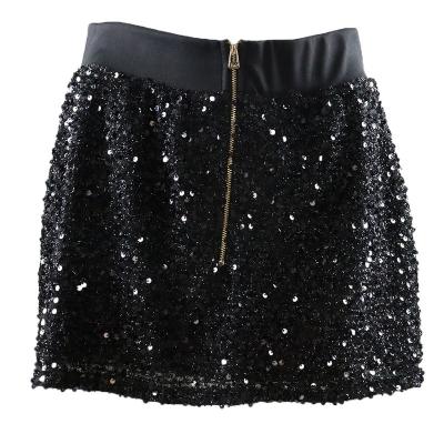 China Sexy High Elastic Band Sequin Sparkle Sequin Mini Dry Cleaning Style Ladies Clothing Waisted Party Skirt for sale