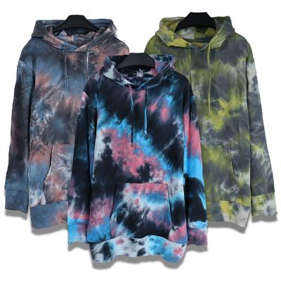 China Anti-pilling Factory Wholesale Unisex Customize High Quality Cotton Blend French Terry Oversize Pullover Tie Dye Hoodie With Pocket for sale