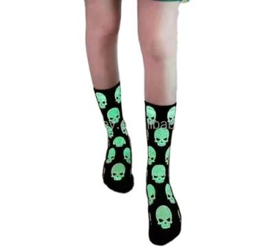 China SMILEY Wholesale QUICK DRY 3D printed glow in the dark socks for men; Happy Crew Dress Halloween Socks for sale