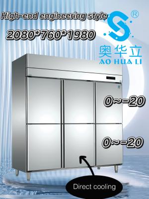 China High-end 6 deuren commerciële vriezer Direct koelen 6 deuren verticale chiller Te koop