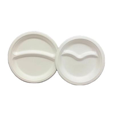 China Disposable Customize Compostable Sugarcane Bagasse Biodegradable Disposable Food Round Dish Take Away Cutlery for sale