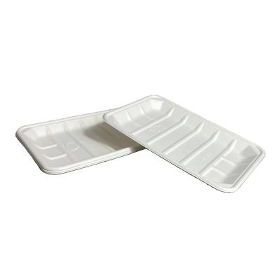 China Biodegradable Disposable Bagasse Fiber Paper Pulp Food Bamboo Tray for sale