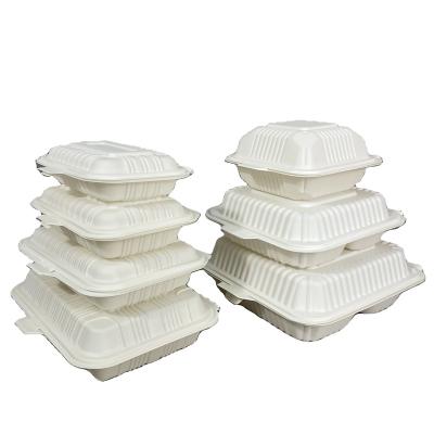 China Cornstarch Wholesale Food Container Bento Lunch Box Biodegradable Disposable Tableware for sale