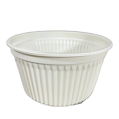 China Wholesale Biodegradable Cornstarch 450ml Disposable Cornstarch Food Container Cutlery Coconut Shell Bowl for sale