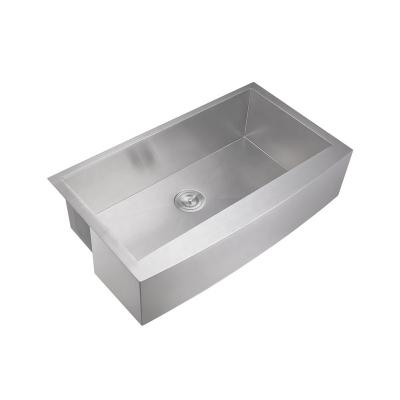 China Wholesale Custom Handmade Single Apron Front Undermount Kitchen Sink Farmhouse Faucet Jiangmen Factory Stainless Steel Bowl for sale