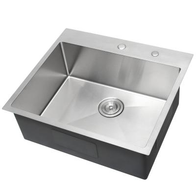 China Without Hole Perfect Design Single Faucet 304 Stainless Steel Overflow Bowl Above Counter Drop In Top Mount Kitchen Sink for sale