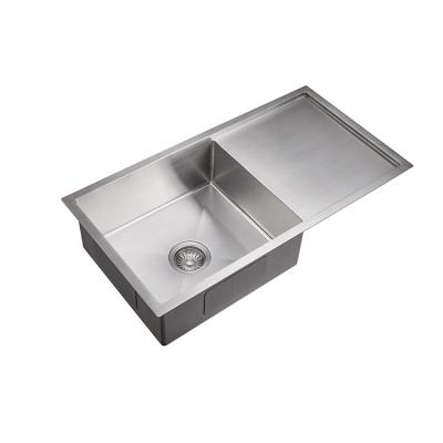 China Without Faucet Fregaderd Kitchen Sink 304 Stainless Steel Single Bowl Concealed Kitchen Sink With Cup Joint Drainer for sale