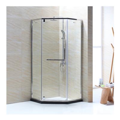 China Modern Clear Tempered Glass Hotel Iron Handle Stainless Steel Door Frame Home Sliding Shower Enclosure for sale