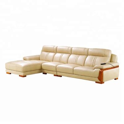 China Good quality with low price classic wood frame office leather sofa in living room genuine leather sofa E9173 for sale