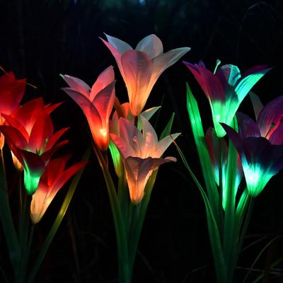 China OEM Lily Flower Lawn Light Outdoor Solar Garden Holiday Flower Light OEM Waterproof Solar Landscape Lamps for sale