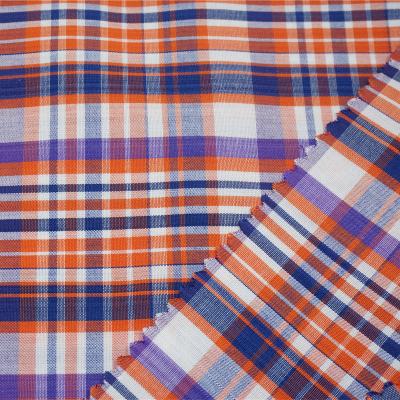 China Breathable Yarn Dyed Brown Plaid Fabric Polyester Woven Jiangyin Long Haired Leather Plush Plaid Fabric for sale