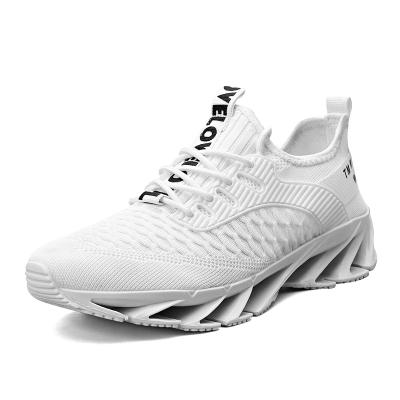 China Fashion Trend Factory Wholesale Lightweight Blade Running Shoe Solid Color Mesh Fabric Sports Shoes Custom Made For Men for sale