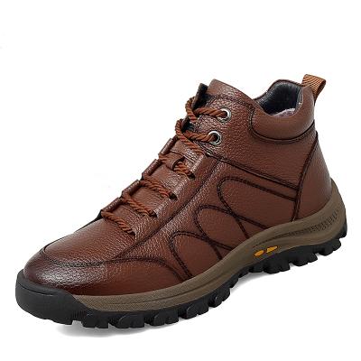 China Autumn Winter New High Ankle Round Male Outdoor Shoes Fashion Genuine Leather Martin Boots For Men for sale