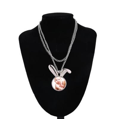 China New customized popular CLASSIC blank photo rabbit necklace sublimation necklace for sale