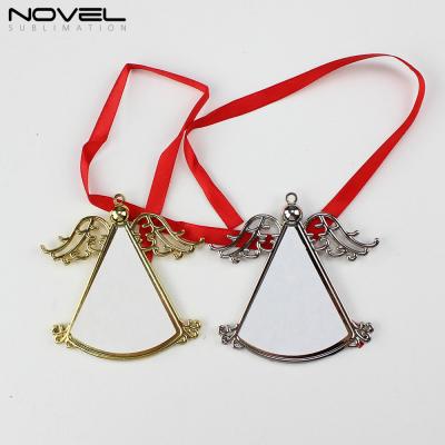 China Xmas Tree Decoration Gold Silver Metal Corner Shape Christmas Ornament Sublimation Christmas Ornaments for sale