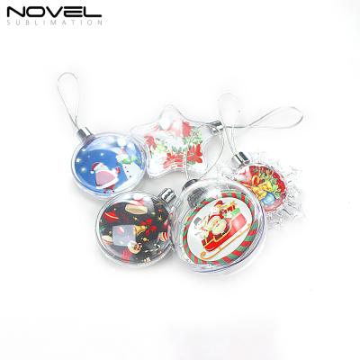 China Hot Selling Christmas Tree Ornament For Heat Transfer Printing Sublimation White Christmas Ball Plastic Bauble Gifts for sale