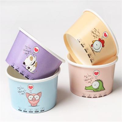 China 2021 Disposable Customizable Disposable Yogurt Single Wall Paper Bowl Take Away Ice Cream Cup With Lid for sale