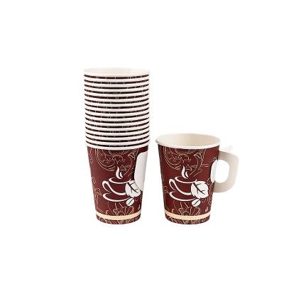 China Customizable New Listing Disposable Double Wall Paper Cup With Handle For Coffee Packaging for sale