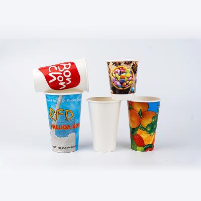 China New Listing Customizable Disposable Single Wall Biodegradable Custom Paper Cup With Handle Paper Cups For Soft Drink Packaging for sale