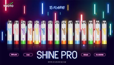 중국 Yuoto Shine pro 2000 Puffs Vape 15가지 맛(5ML E 주스 용량 포함) 판매용