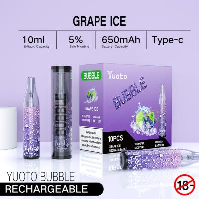 China Bateria descartável recarregável 650mah do suco do sopro 10ml do vape 3000 Yuoto da bolha quente de Rússia à venda