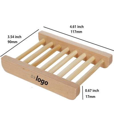 China Modern WholeSalNatural Bamboo Wood Soap Dish Soap Rack Wooden Dish Box Container Storage Soap Rack For Bath Shower Bathroom for sale