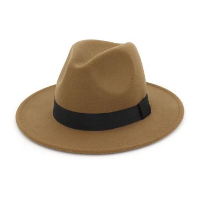 China Picture Wholesale 2022 New Felt Hats Fashion Wide Brimmed Jazz Hat Panama Fedora Hats for sale