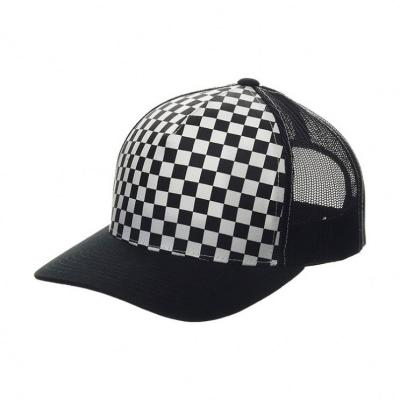 China COMMON High Quality 5 Panel Sun Hat Plaid Printing Mesh Hat Trucker Hat for sale