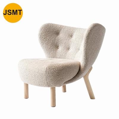 China PETRA new designer living room furniture fashion small teddy fabric leisure chair modern white black wood legs for use lounge chair for sale