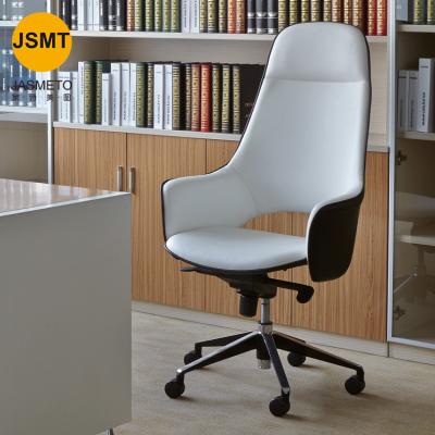 China Hot Sale White Leather (Size) Office Chair High End Modern Minimalist Adjustable Luxury Leather Executive Staff Chair for sale