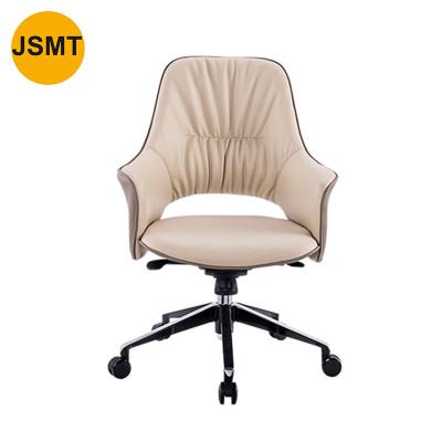 China (Size) Hotel Room Executive Office Chair PU Leather Beige Color Adjustable Luxury Waiting Chair With Armrest for sale