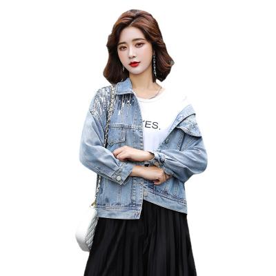 China VF650 QUICK DRY - new trends factory fashion autumn winter causal denim jacket women causal fringed silver sequined jacket wholesale custom made for sale