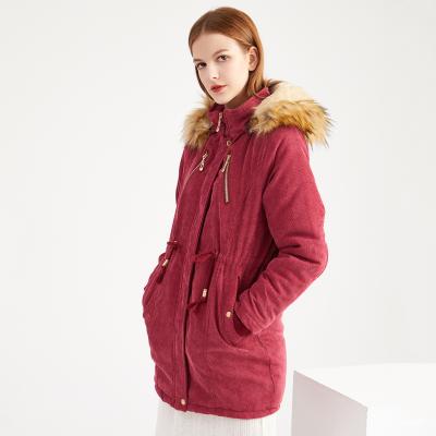 China W01- Hot Sale QUICK DRY Warm Winter Women Fashion Oversized Coat Real Fox Fur Collar Hooded Down Coats for sale