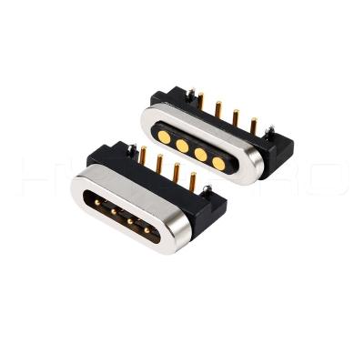 China Right Angle Power Charging And Data Transfer PCB Mount 4pin Pogo Pin Self Connection Connector Magnetic Charging Coupling Supplier for sale