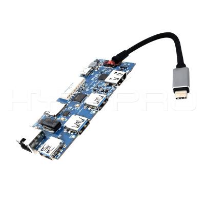 China HytePro Multifunction 3 Port PD USB 3.0 & Type C 3.1 PD USB Hub PCB With Micro SD Card Reader & Ethernet for sale