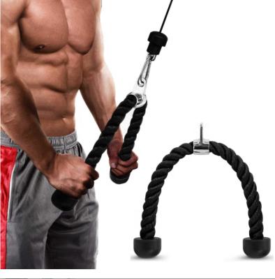 China Wholesale Fitness Bodybuilding Gym Accessories Bodybuilding Fitness Training Nylon Braided Double Handle Tricep Rope for sale