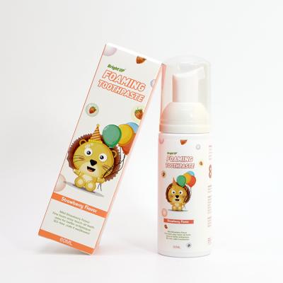 China 50ml Kids Toothpaste Mousse Swallowable Teeth Mothproof Strawberry Oral Cleaning Foaming Liquid for sale