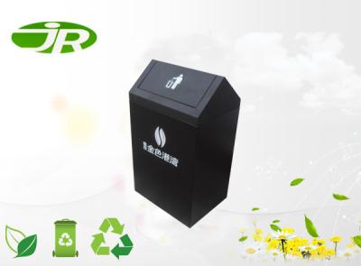 China Outdoor Black Waste Bin With Swing Lid Rectangular Trash Cans for sale