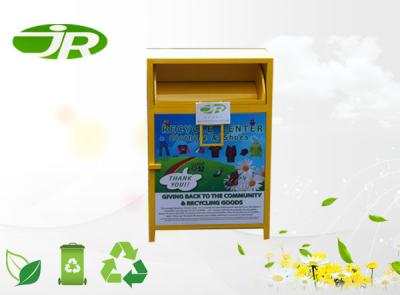 China Yellow Metal Clothing Donation Bins Clothes Recycle Bin Customized for sale